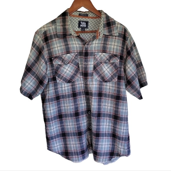 Toes On The Nose Other - Toes on the Nose Dream Fit Men's Short Sleeve Button Down Plaid Shirt Sm…